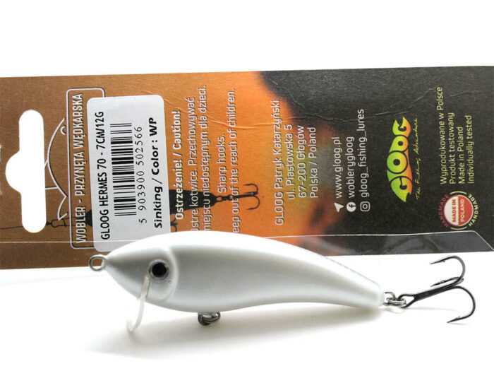 Gloog Hermes 70S 7cm, 12gr (Sinking), WP (White Pearl) - imagine 7