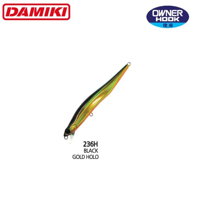Damiki SlimJack-110, 11CM, 12Gr (Slow Floating), 236H (Black Gold Holo) - imagine 2