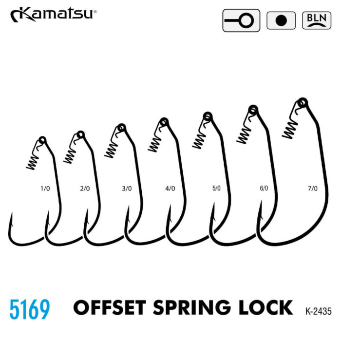 Kamatsu Carlig Offset cu arc Sping Lock K-2435, marime 2/0 (3buc/plic) - imagine 2