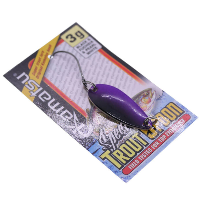 Kamatsu oscilanta pastrav Trout Spoon 3.5cm, 3gr, 007 (Black & Fuchsia) - imagine 4