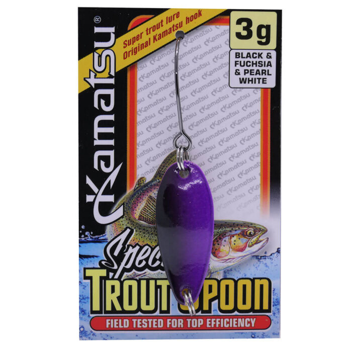 Kamatsu oscilanta pastrav Trout Spoon 3.5cm, 3gr, 007 (Black & Fuchsia) - imagine 5