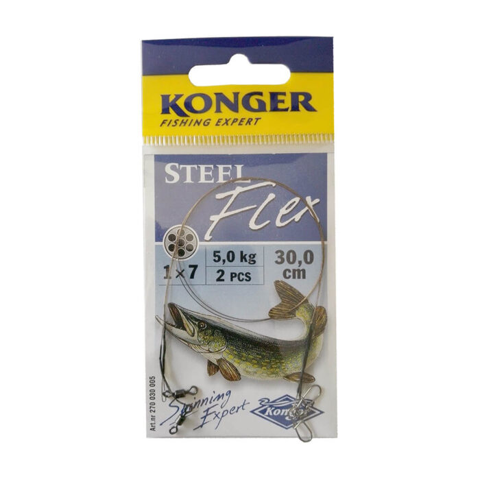 Konger set 20 strune rapitori (10 plicuri x 2buc) SteelFlex 1×7, 15cm, 5kg - imagine 3