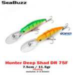 Sea Buzz vobler Hunter Deep Shad 7.5cm, 11gr, Floating, pentru pescuitul la trena, evolutie 3-3.5m